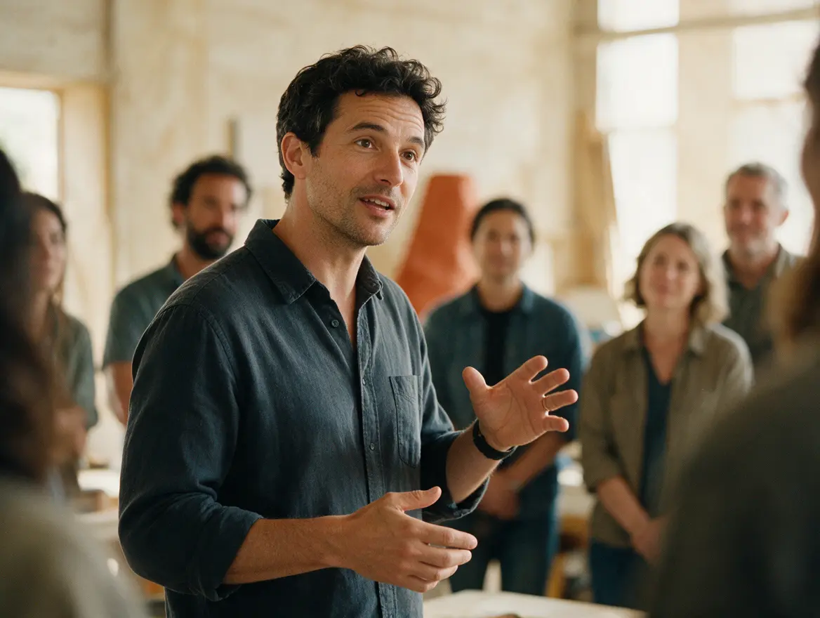 A subject-matter expert explaining an idea to colleagues